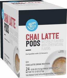 Amazon Brand - Happy Belly Tea Pods Compatible with 2.0 K-Cup Brewers, Chai Latte, 24 Count (Previously Solimo)