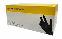 AmazonCommercial Powder Free Disposable Nitrile Gloves, 6 mil, Black, Micro Diamond, 240MM Size M, 100 per Pack