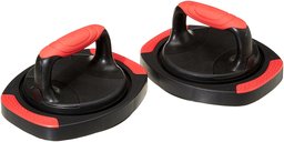 AmazonBasics Pushup Handles with Rotating Base Exercise Equipment - 10.6 x 9 x 5.5 Inches, Red