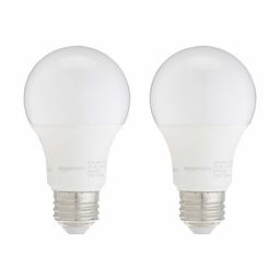 AmazonBasics 75W Equivalent, Daylight, Dimmable, 10,000 Hour Lifetime, A19 LED Light Bulb | 2-Pack (Renewed)