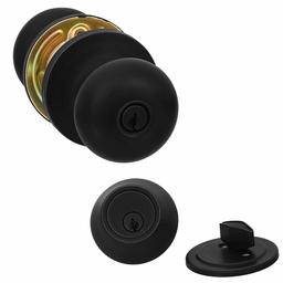 AmazonBasics Entry Knob and Deadbolt - Round - Matte Black