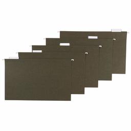 AmazonBasics Recycled Hanging Folders, Legal Size, Green, 1/5 Cut, 25-Pack