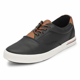 Klepe Men's Black Vulcansied PU Sneakers-7 UK (41 EU) (8 US) (0702B/BLK)