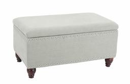 Amazon Brand – Ravenna Home Barrow Nailhead Storage Ottoman Bench, 35.5