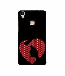 Amazon Brand - Solimo Designer Heart Shape Lady with Glitter 3D Printed Hard Back Case Mobile Cover for Vivo V3