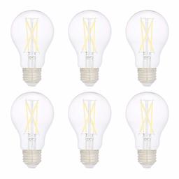 AmazonBasics 60W Equivalent, Clear, Daylight, Non-Dimmable, 10,000 Hour Lifetime, A19 LED Light Bulb | 6-Pack (Renewed)