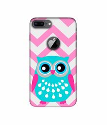 Amazon Brand - Solimo Designer Sky Blue Owl 3D Printed Hard Back Case Mobile Cover for Apple iPhone 8 Plus (with Logo Cut)