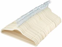 AmazonBasics Velvet Suit Clothes Hangers, 100-Pack, Ivory/Beige (Renewed)