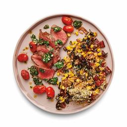 Amazon Meal Kits, Chimmichurri Steak with Pan-Roasted Tomatoes & Swiss Chard Gratin, Serves 2