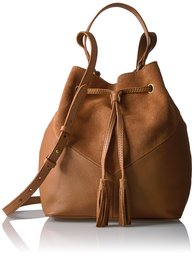 Amazon Brand - The Fix Mckenzie Suede and Leather Bucket Crossbody Bag, Havana Tan, Havana Tan, One Size