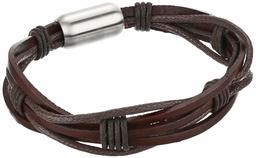 Men's Bracelet, Brown Leather/Stainless Steel, 8.5