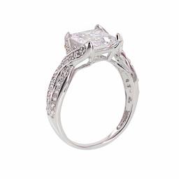 [Find] Amazon Collection Rhodium Plated Sterling Silver Clear Cubic Zirconia Platinum niasuta-ringusiruba-radyiantotuisutoringu, Size 11 