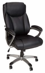 AmazonBasics Big & Tall Executive Office Desk Chair - Adjustable with Armrest, 350-Pound Capacity - Black with Pewter Finish (Renewed)