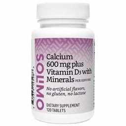 Amazon Brand - Solimo Calcium 600 mg plus Vitamin D3 40 mcg (1600 IU) with Minerals, 120 Tablets (2 Tablets per Serving)