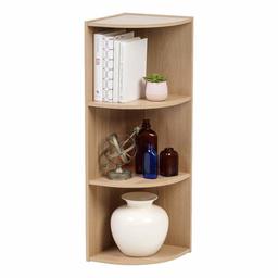 Iris Ohyama Corner Shelf CX-3C Ripiani ad Angolo 3 Nicchie/3 Scaffali in Legno, Marrone (Rovere Chiaro), 29 x 29 x 87.2 cm