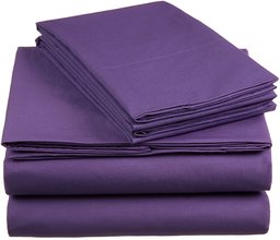 AmazonBasics Everyday King Duvet Set, Dark Purple, with 2 pillowcases