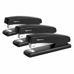 AmazonBasics Office Stapler with 1000 Staples - Black, 3-Pack