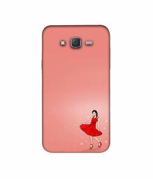 Amazon Brand - Solimo Designer Red Dress Lady 3D Printed Hard Back Case Mobile Cover for Samsung Galaxy J7