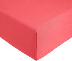 AmazonBasics Everyday - Lençol de elástico ajustável (100 % algodão) salmão rosa - 100 x 200 x 30 cm