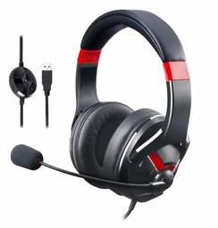 AmazonBasics Gaming-headset, met microfoon voor de pc rood