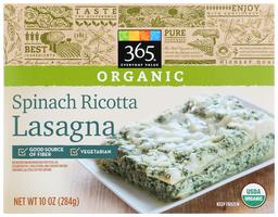 365 EVERYDAY VALUE Organic Spinach Ricotta Lasagna, 10 OZ