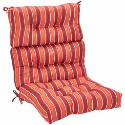 Amazon Basics Tufted Outdoor High Back Patio Chair Cushion- Red Stripe