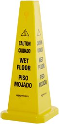 AmazonBasics Floor Safety Cone, 25-3/4-Inch - Caution Wet Floor, Bilingual - 6-Pack