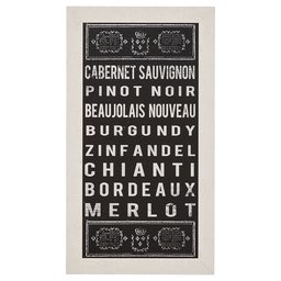 Amazon Brand – Stone & Beam Vintage Black and White Red Wine List, White Frame, 15