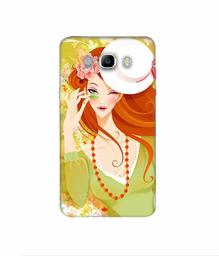 Amazon Brand - Solimo Designer Lady with Hat 3D Printed Hard Back Case Mobile Cover for Samsung Galaxy J7 (2016)