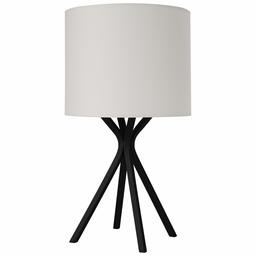 Rivet Matte Black Bedside Table Desk Lamp with Light Bulb - 18 Inches, Linen Shade