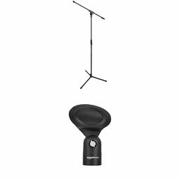 AmazonBasics Tripod Boom Microphone Stand with Elliptical Style Microphone Clip