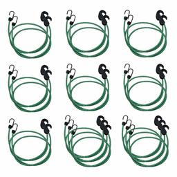 AmazonBasics Adjustable 48-Inch Bungee Cords, 2-Tone: Green + Black, 2-Pack (20-Piece)