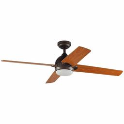 Amazon Brand – Stone & Beam Modern Indoor Remote Control Ceiling Fan With Integrated LED Light - 52 x 52 x 8.94 Inches, Aged Bronze