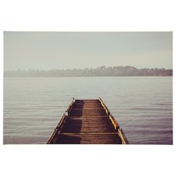 Rivet Wooden Dock at The Lake Canvas Print Wall Art