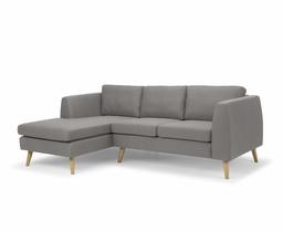 Movian Kitinen - Divano angolare Imbottito a Forma di L con Chaise Lato Sinistro, 230 x 158 x 86 cm, Poliestere antimacchia, Grigio