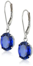 14K Gold Oval Gemstone Dangle Leverback Earrings