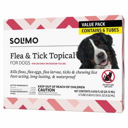 Amazon Brand - Solimo Flea and Tick Topical Treatment for Dogs, For XLarge Dogs (89-132 pounds), 6 Doses