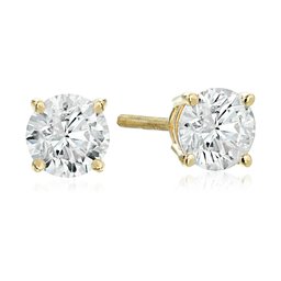 IGI Certified 14k Yellow Gold Round-Cut Diamond Stud Earrings (1 cttw, H-I Color, I1 Clarity)