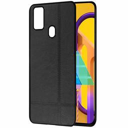 Amazon Brand - Solimo Leather Mobile Cover for (Soft & Flexible Back case), for Samsung Galaxy M21 / M30s (Black)