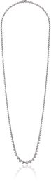 Platinum-Plated Sterling Silver Swarovski Zirconia Round-Cut Graduated Riviera Necklace, 30