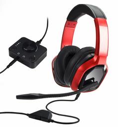 AmazonBasics Premium Gaming Headset voor PC en Consoles (Xbox, PS4) met Desktop Mixer rood