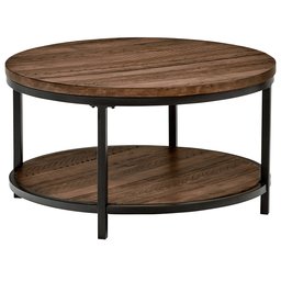 Amazon Brand – Stone & Beam Larson Industrial Wood & Metal Round Coffee Table, 33