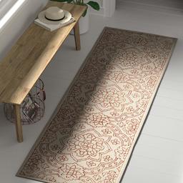 Amazon Brand – Stone & Beam Contemporary Floral Medallion Wool Rug Runner, 2'6