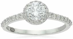 IGI Certified Lab Grown Diamond Halo Engagement Ring in 14k White Gold (3/4 CT.TW., I-J Color, SI1-SI2 Clarity), Size 5