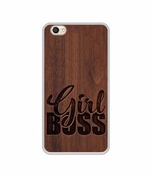 Amazon Brand - Solimo Designer Girl Boss On Wood UV Printed Soft Back Case Mobile Cover for Vivo V5