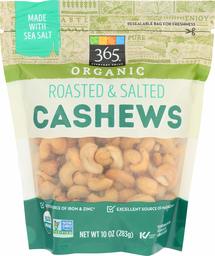 365 Everyday Value, Organic Cashews, Roasted & Unsalted, 10 oz