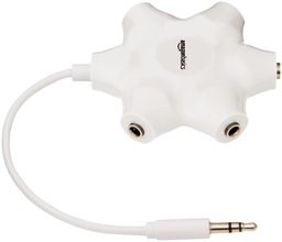 AmazonBasics 5-Way Multi Headphone Audio Splitter Connector, White