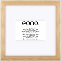 Eono by Amazon - Cadre en Bois Massif pour Photos de 13x18 cm (avec Passe-Partout) et 30x30 cm (sans Passe-Partout) avec à accrocher au Mur Finition Naturelle