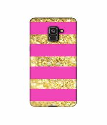 Amazon Brand - Solimo Designer Golden Stripes 3D Printed Hard Back Case Mobile Cover for Samsung Galaxy A8 Plus