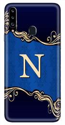 Amazon Brand - Solimo Designer Blue Pattern Alphabet-N 3D Printed Hard Back Case Mobile Cover for Samsung Galaxy A20s